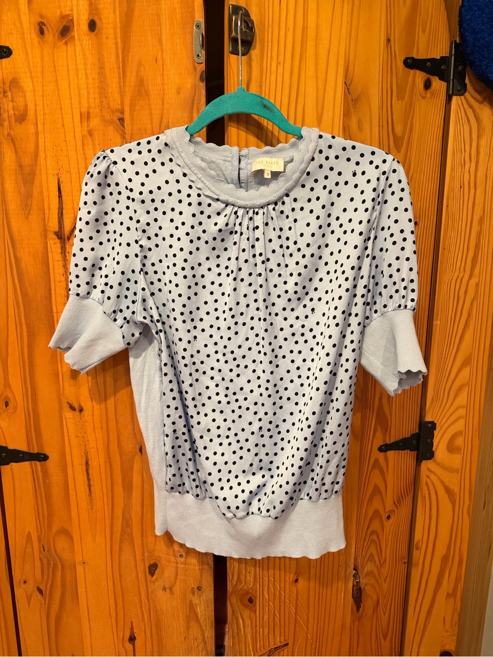 Ted Baker London Light Blue Polka Dot Top size 3